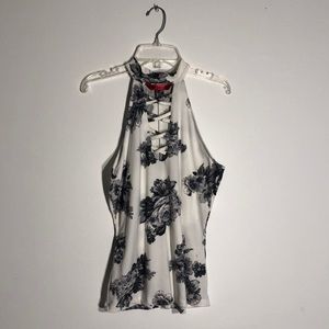 Women’s Black & White Floral Going Out Top Size M